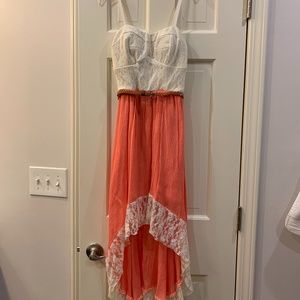Flowy Salmon and White dress size S